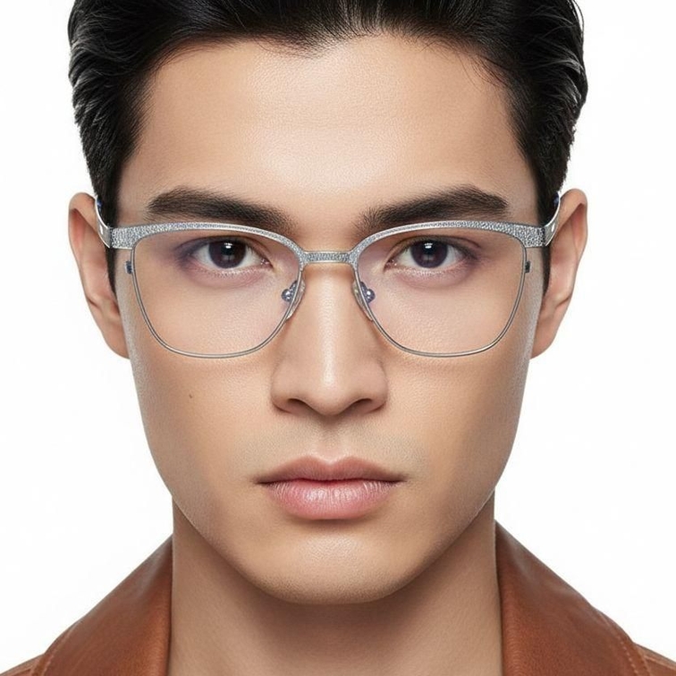 Rectangular Blue Metal Glasses #BS2425-1091