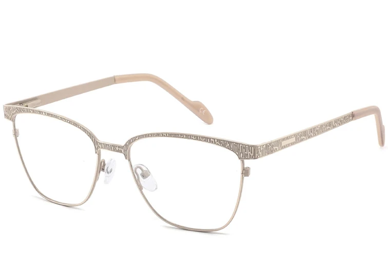 Lunettes rectangulaires en métal brun #BS2425-1093