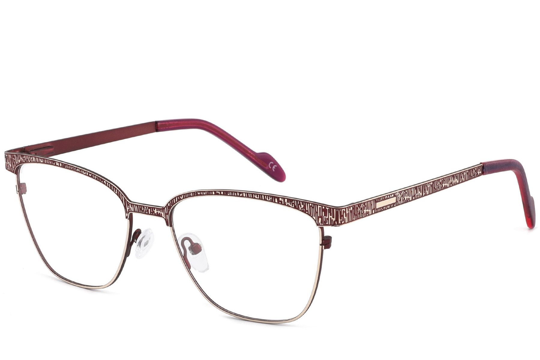 Rectangular Red Metal Glasses #BS2425-1094
