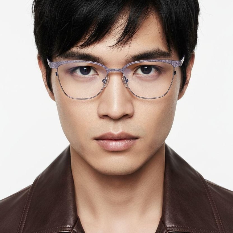 Rectangular Purple Metal Glasses #BS2425-1095