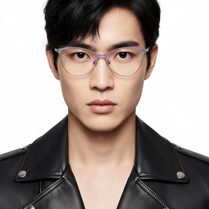 Gafas de metal moradas con forma de mariposa n.° BS2425-1101