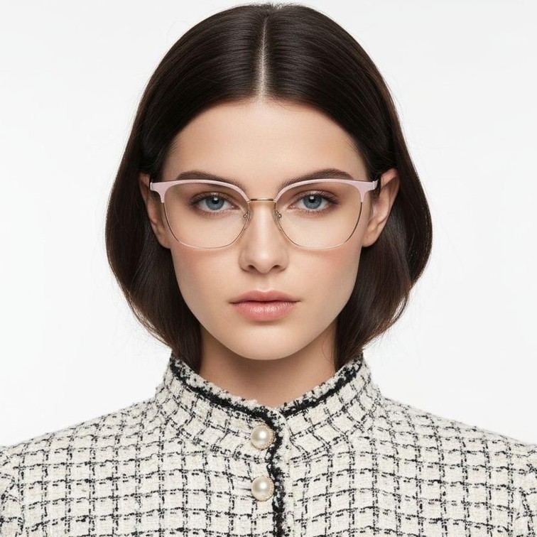 Rechteckige rosa Metallbrille #BS2425-1102