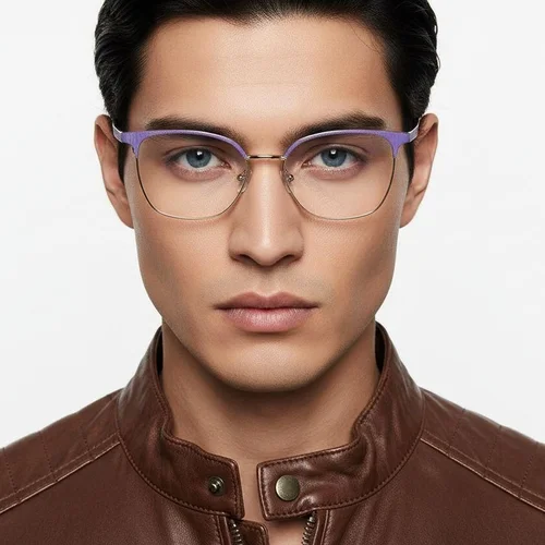 Lunettes rectangulaires en métal violet #BS2425-1103