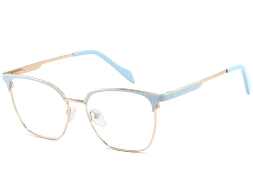 Lunettes rectangulaires en métal bleu #BS2425-1104