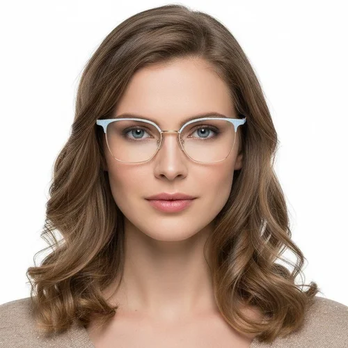Lunettes rectangulaires en métal bleu #BS2425-1104