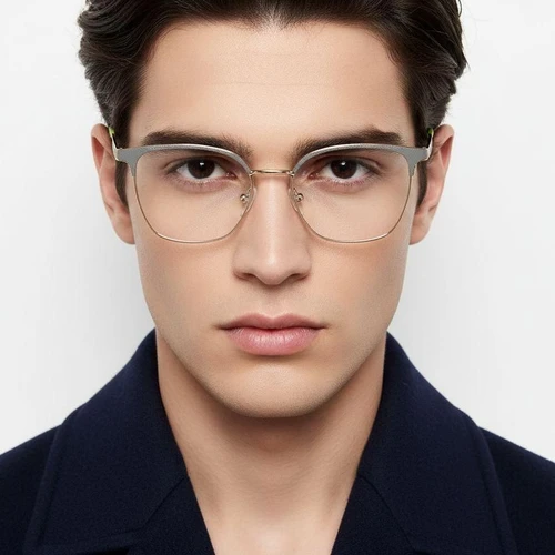 Rectangular Green Metal Glasses #BS2425-1106