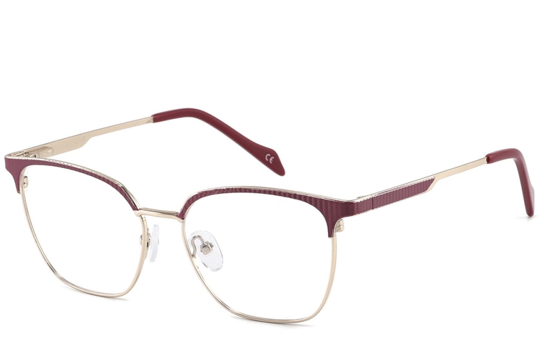Rectangular Red Metal Glasses #BS2425-1107