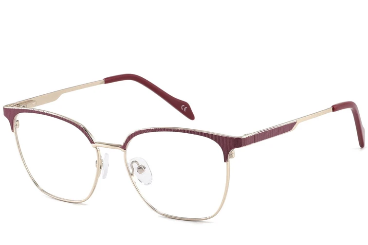 Rectangular Red Metal Glasses #BS2425-1107