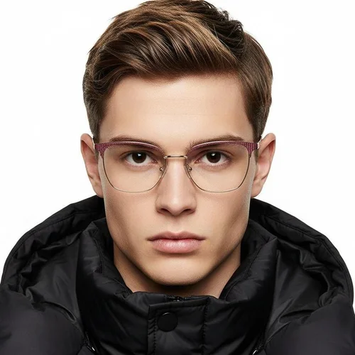 Lunettes rectangulaires en métal rouge #BS2425-1107