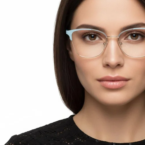 Lunettes papillon en métal bleu #BS2425-1116