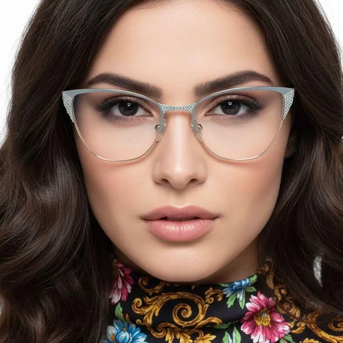 Lunettes papillon en métal bleu #BS2425-1122