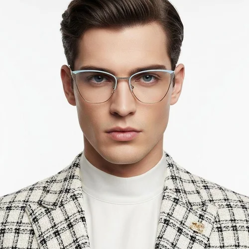 Lunettes papillon en métal bleu #BS2425-1124