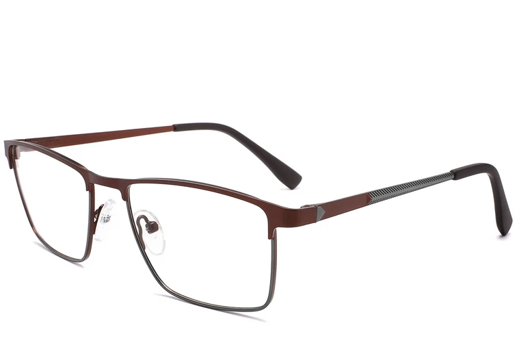 Rechteckige braune Metallbrille #BS2425-1135