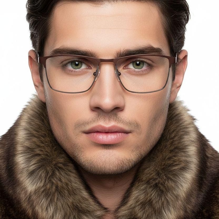 Rectangular Brown Metal Glasses #BS2425-1135