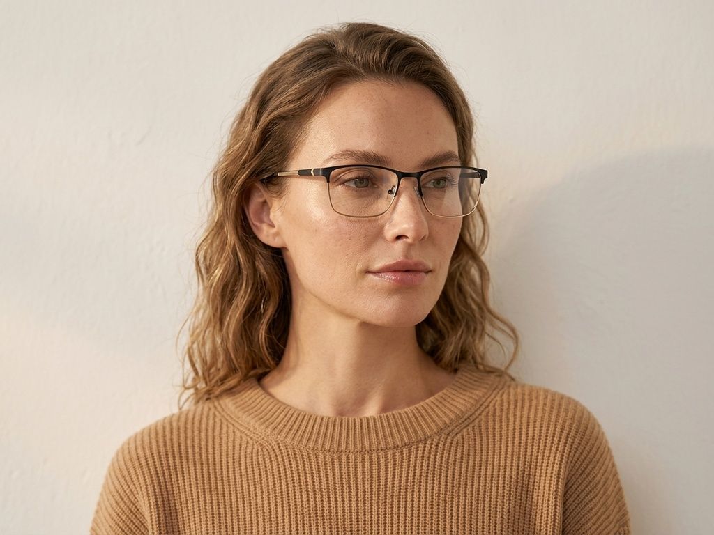 Rectangular Black Metal Glasses #BS2425-1136