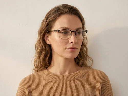 Lunettes rectangulaires en métal noir #BS2425-1136
