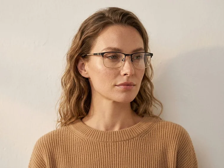 Rectangular Black Metal Glasses #BS2425-1136
