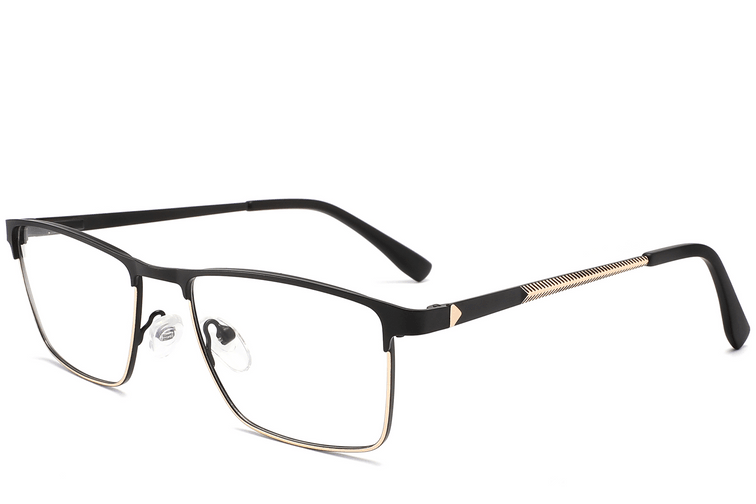 Rectangular Black Metal Glasses #BS2425-1136