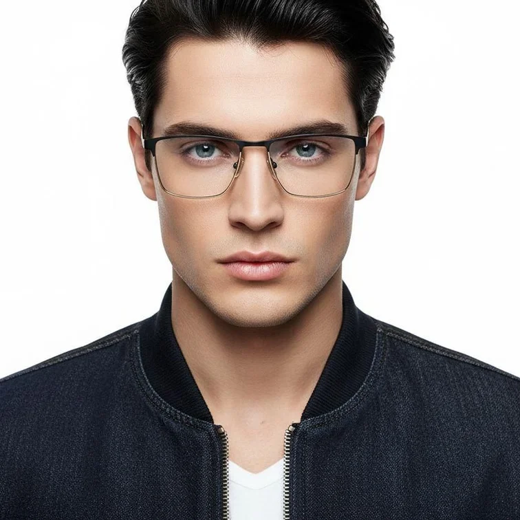 Rectangular Black Metal Glasses #BS2425-1136