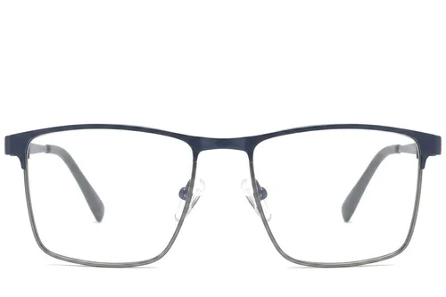 Lunettes rectangulaires en métal bleu #BS2425-1137