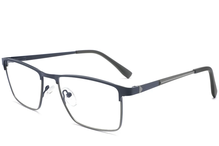 Rechteckige blaue Metallbrille #BS2425-1137