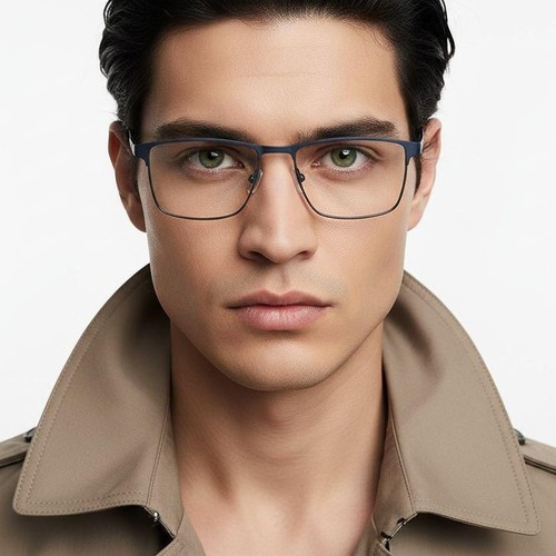 Rectangular Blue Metal Glasses #BS2425-1137