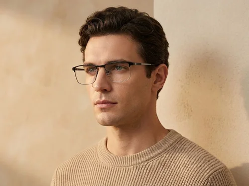 Lunettes rectangulaires en métal noir #BS2425-1138