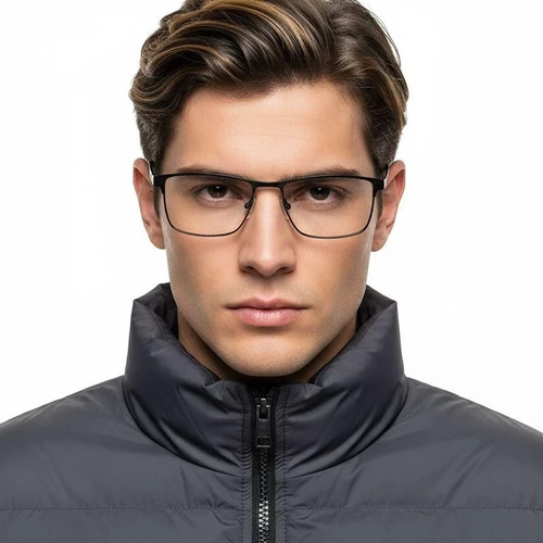 Rectangular Black Metal Glasses #BS2425-1138