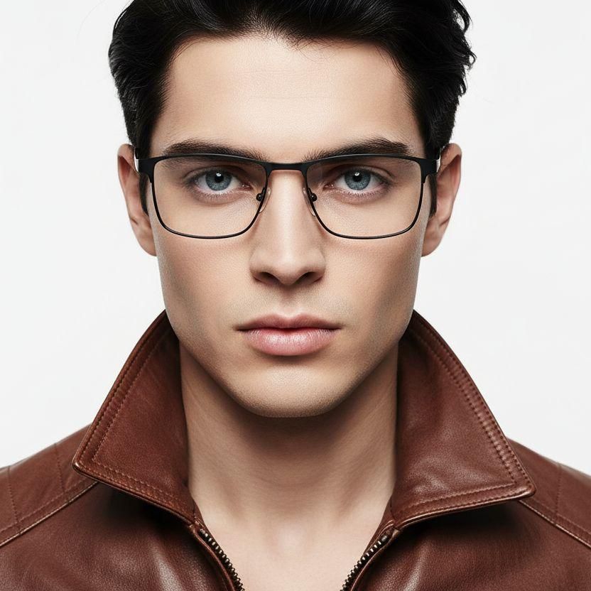 Rectangular Black Metal Glasses #BS2425-1139