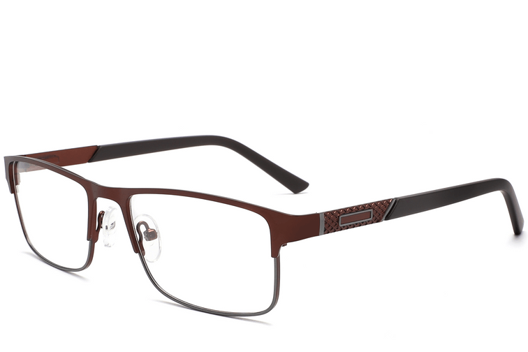 Rectangular Brown Metal Glasses #BS2425-1140