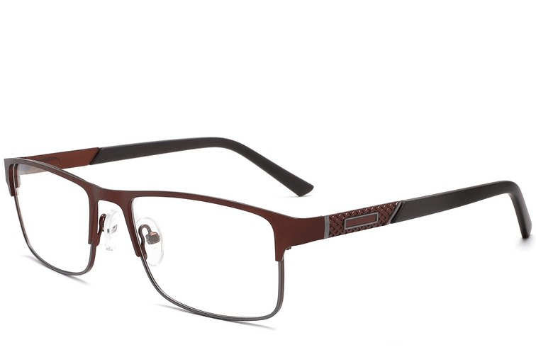 Lunettes rectangulaires en métal brun #BS2425-1140