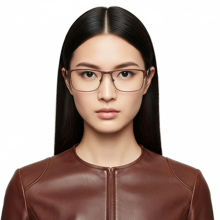 Lunettes rectangulaires en métal brun #BS2425-1140