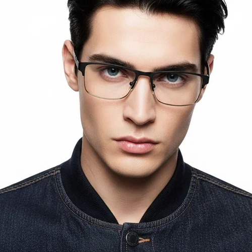 Lunettes rectangulaires en métal noir #BS2425-1141