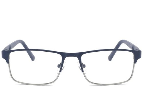 Lunettes rectangulaires en métal bleu #BS2425-1142
