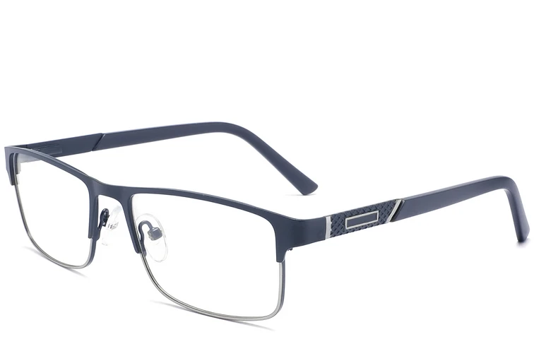 Lunettes rectangulaires en métal bleu #BS2425-1142