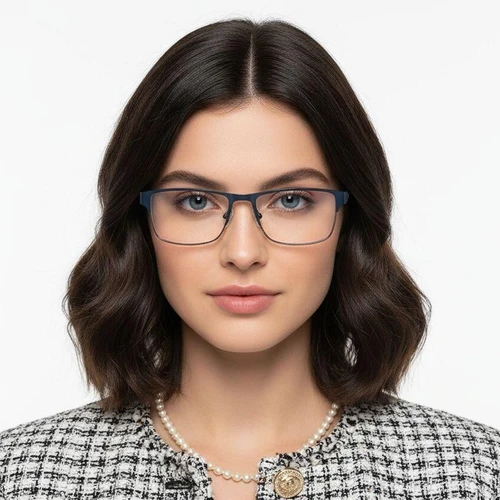 Rectangular Blue Metal Glasses #BS2425-1142