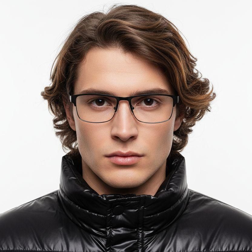 Rectangular Black Metal Glasses #BS2425-1143