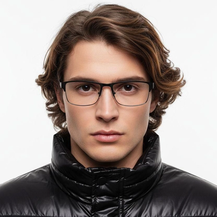 Rectangular Black Metal Glasses #BS2425-1143