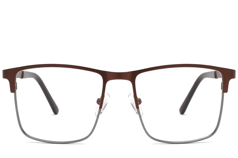 Rectangular Brown Metal Glasses #BS2425-1144