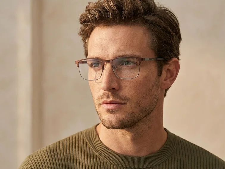 Rectangular Brown Metal Glasses #BS2425-1144