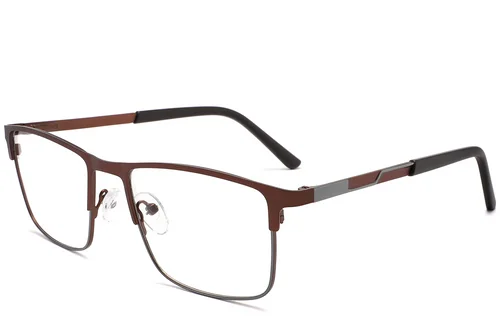 Lunettes rectangulaires en métal brun #BS2425-1144