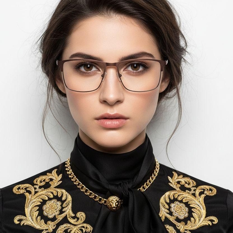 Rectangular Brown Metal Glasses #BS2425-1144
