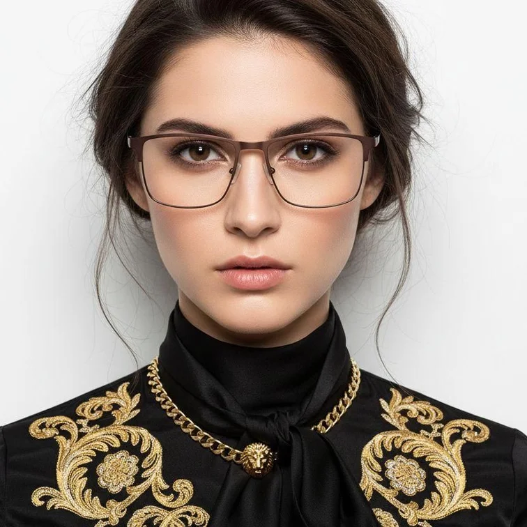 Rectangular Brown Metal Glasses #BS2425-1144