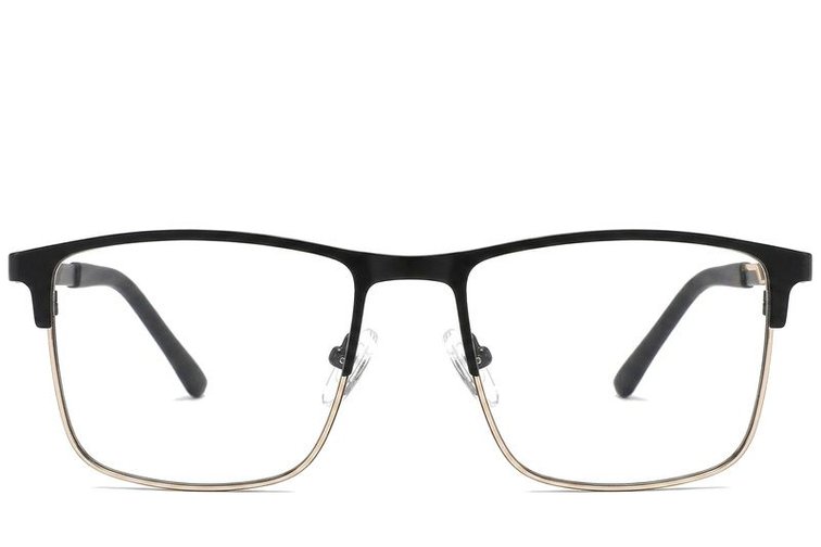 Rectangular Black Metal Glasses #BS2425-1145