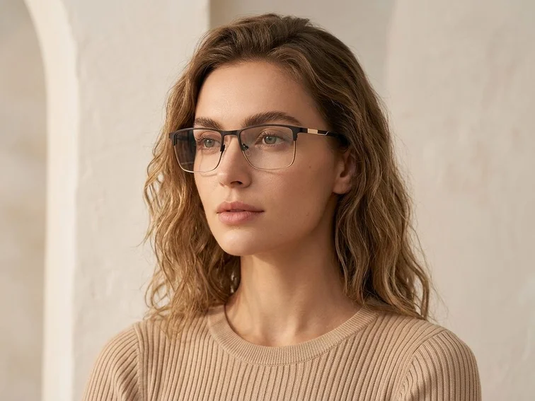 Rectangular Black Metal Glasses #BS2425-1145
