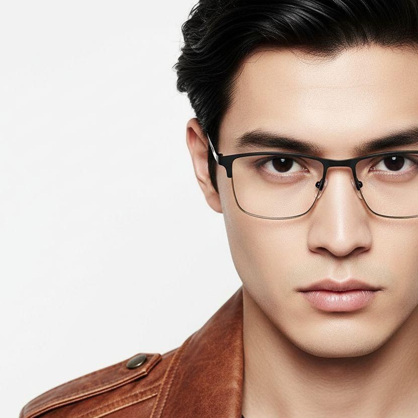 Rectangular Black Metal Glasses #BS2425-1145