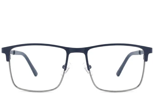 Lunettes rectangulaires en métal bleu #BS2425-1146