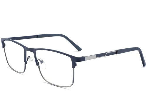 Rectangular Blue Metal Glasses #BS2425-1146