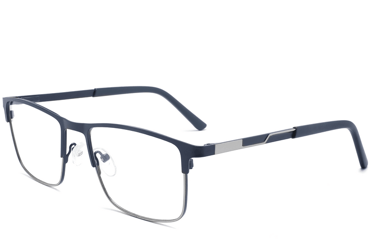 Lunettes rectangulaires en métal bleu #BS2425-1146