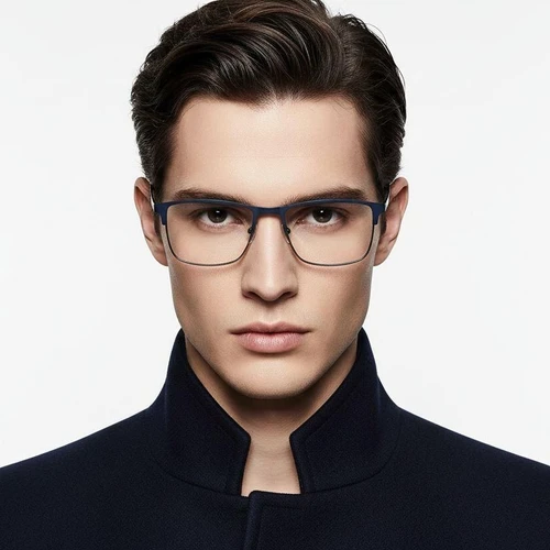 Rectangular Blue Metal Glasses #BS2425-1146